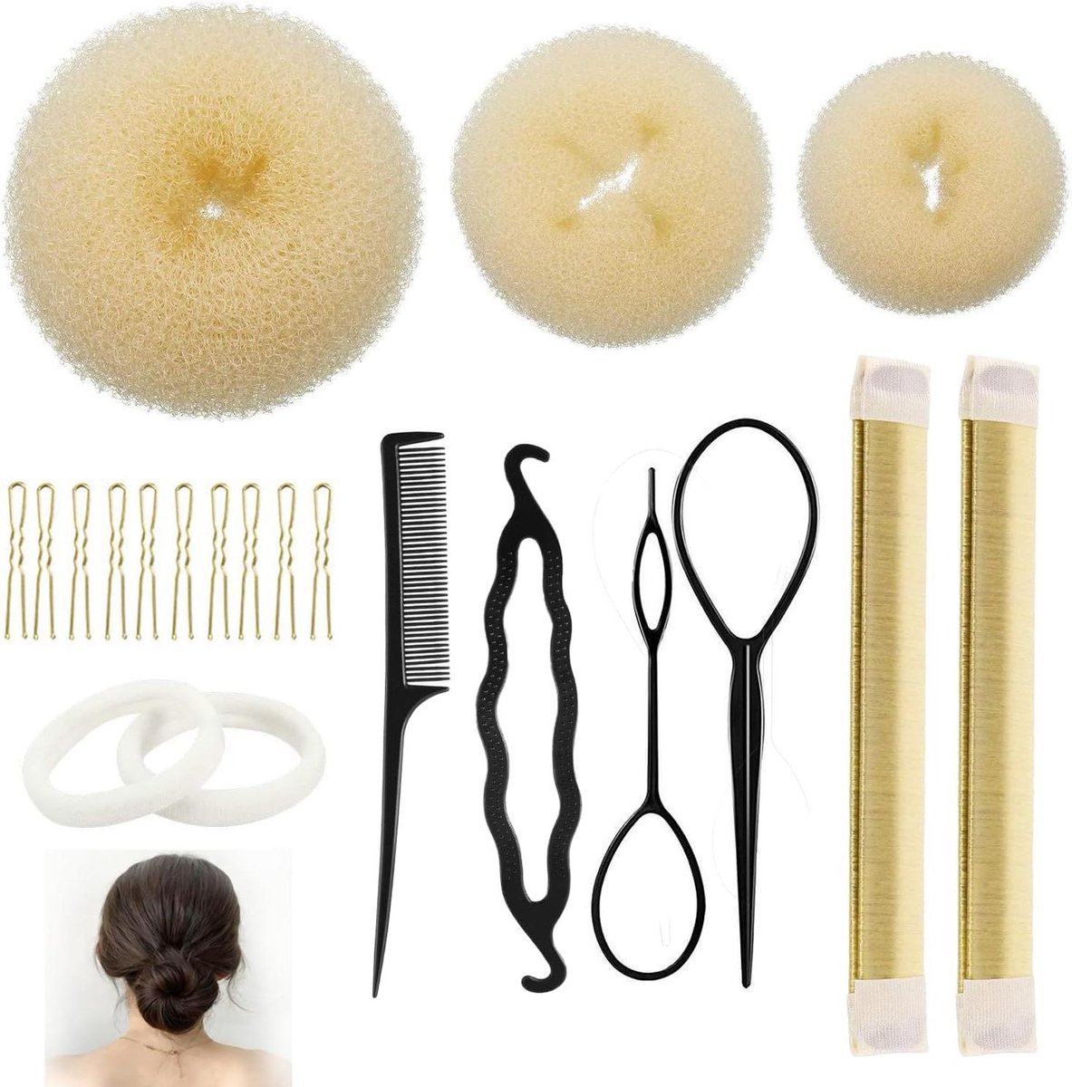 Knotjes Maker Set - Haarknotset Bun Maker - Haar Styling - 21 Delige Set - Standaard Set - Beige