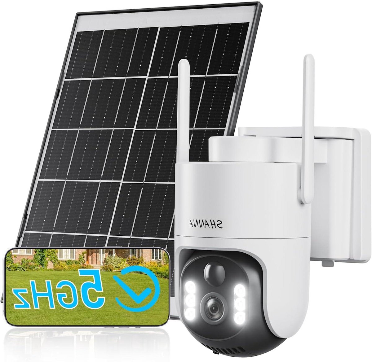 Buitencamera op zonne-energie - Beveiligingscamera WiFi - Huis bewaken - AI detectie met alarm - 2K 4MP resolutie - Wit
