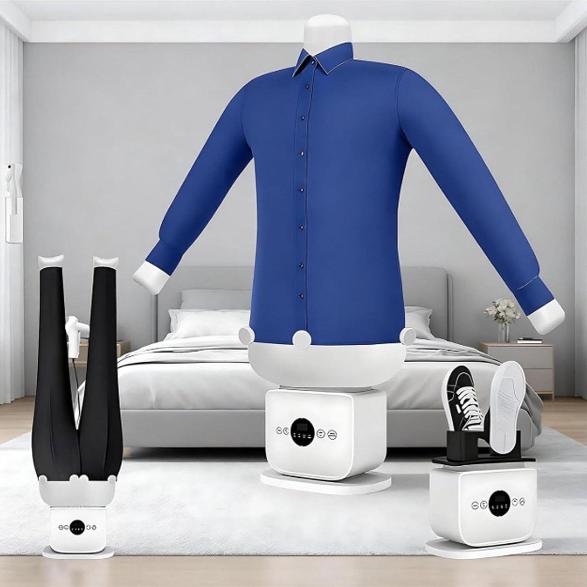 Draagbaar Strijkijzer - Stoommachine Kleding - Snel Kreukels Verwijderen - Automatische Strijkfunctie - 8 Minuten Droog - Wit