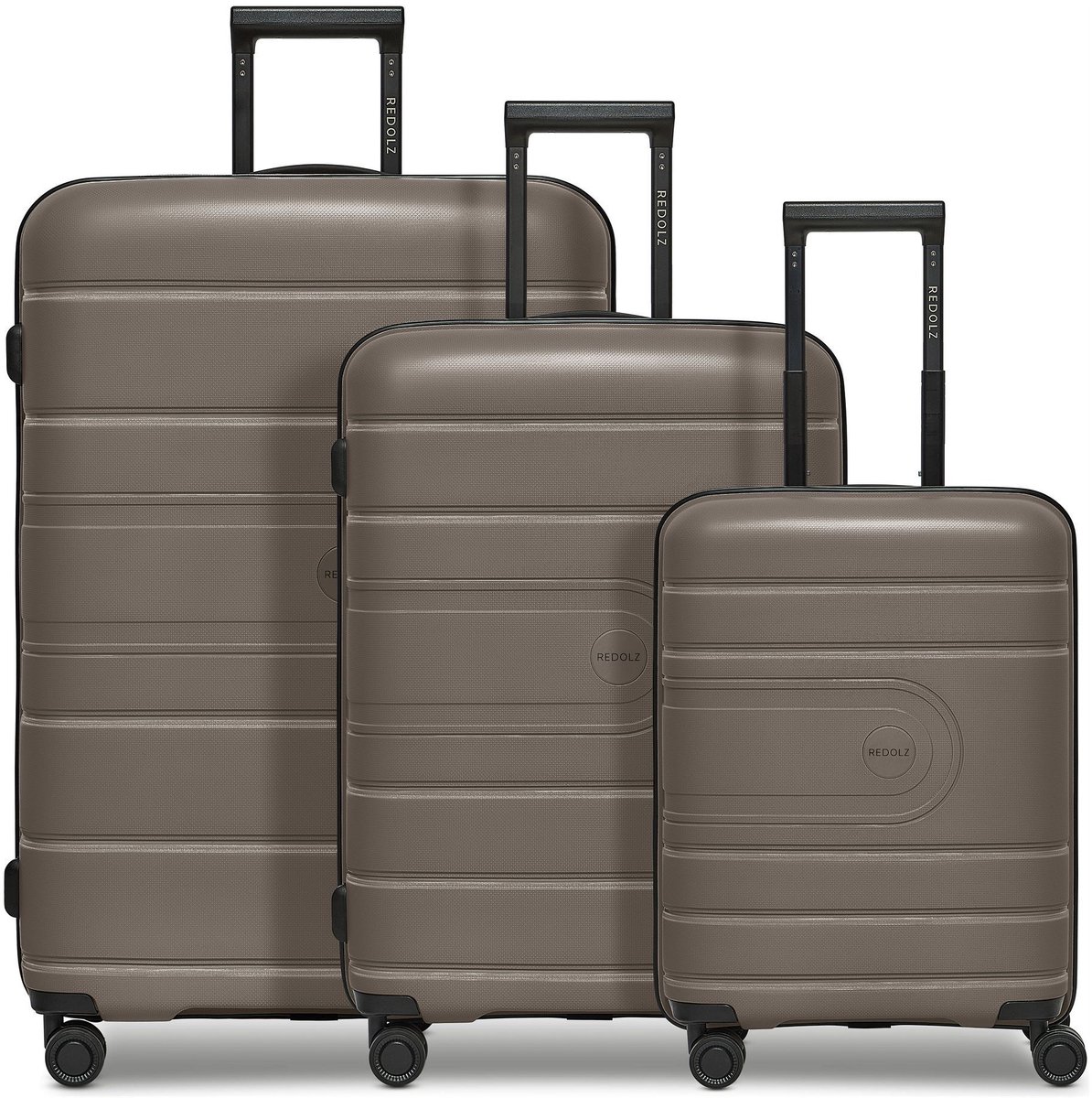 Redolz Essentials 11 4 wielen Kofferset 3-delig met uitbreidingsplooi - Harde bagage - TSA slot - taupe