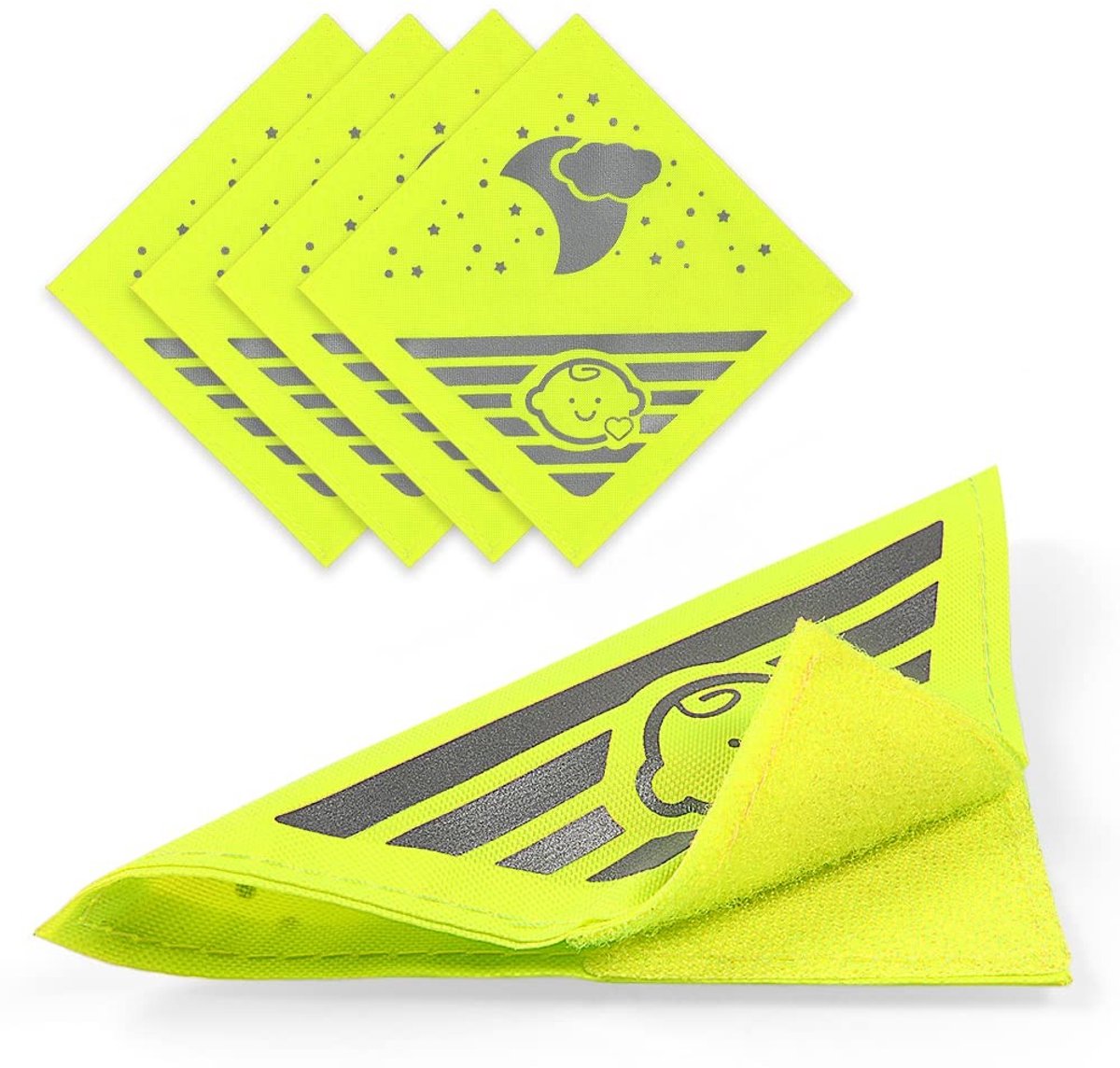 Solidchoice - Dailygoody - Reflectoren voor Kinderwagens - Veiligheidsreflectoren - Neon Geel - Geschikt voor Fiets en Kinderwagen - 4 Stuks - Universele Reflectore
