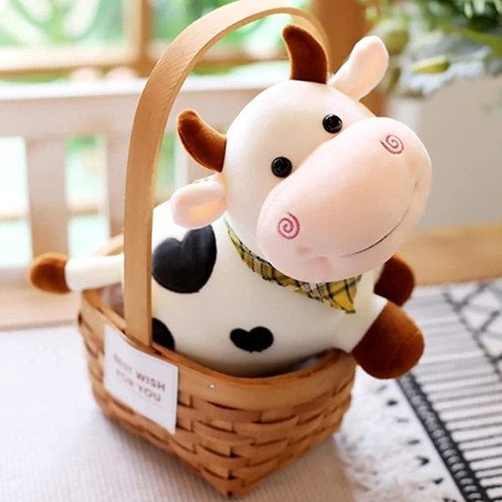 Dierenpluche Pop - Knuffel Dier - Kinderen Spelen - Zacht PP Katoen - 25 x 20 cm - Bruin Wit — afbeelding 2