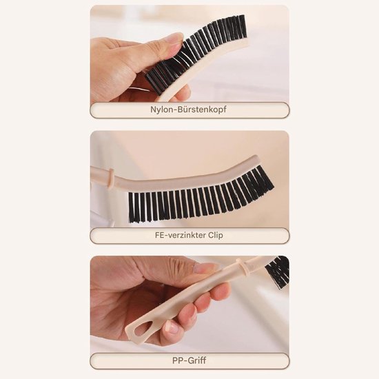 Spleten Borstel - Voegenreiniger - Diep Reinigen - Verlengde Handgreep - 23 cm Lengte - Kaki — afbeelding 5