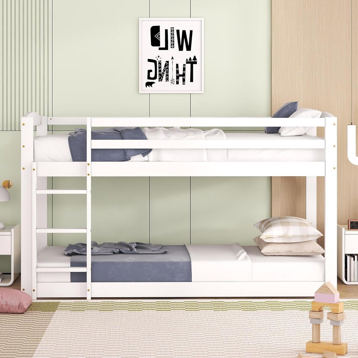Boomhut Kinderbed - Huisbed Grenenhout - Veilig Slapen - Laag Profiel Ontwerp - 90x200 cm - Wit