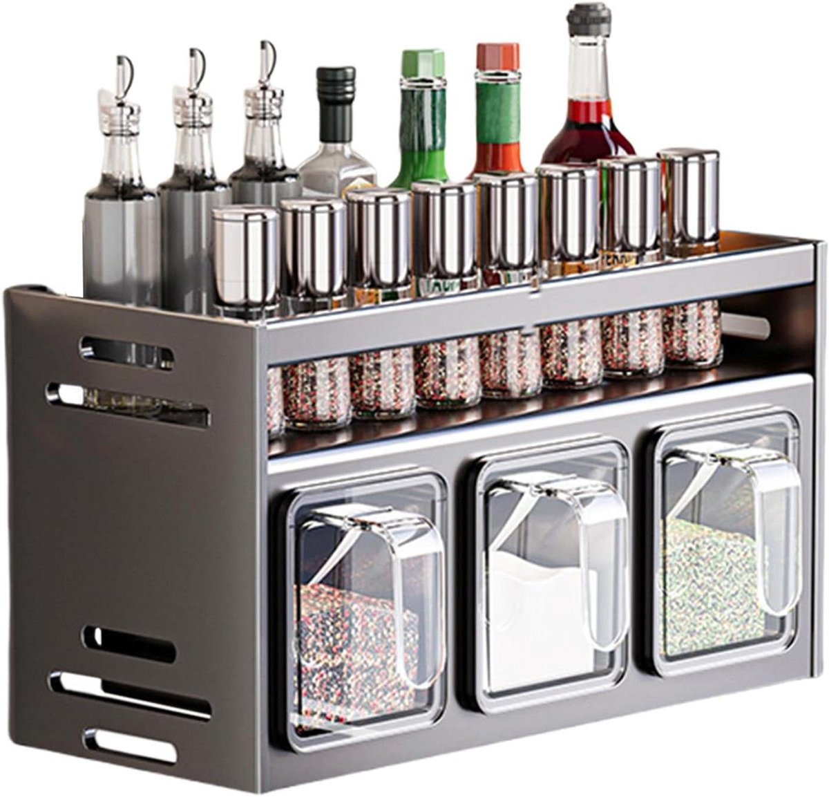Kruidenrek - Wandplank - Keuken Organiseren - Vochtvrije Opslag - 12.3cm Hoog - Zilver