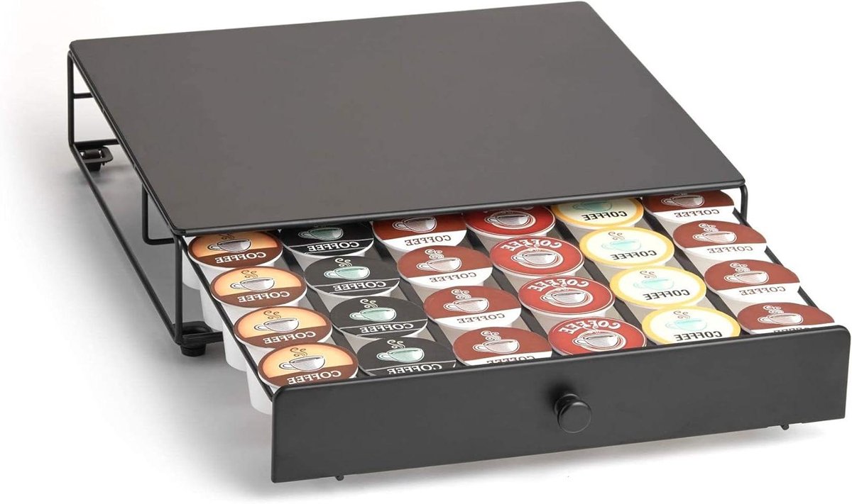 Koffiecup Lade - Opslaghouder - Koffie Genieten - Geïntegreerd Rolsysteem - 36 Cups - Zwart