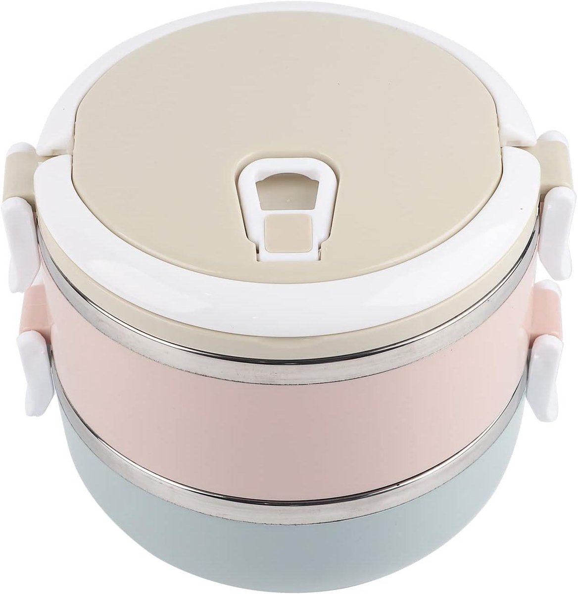 Roestvrijstalen lunchbox - Voedselcontainer - Lunch meenemen - Ventilatiegat en gesp - 1400ml - Zilverkleurig