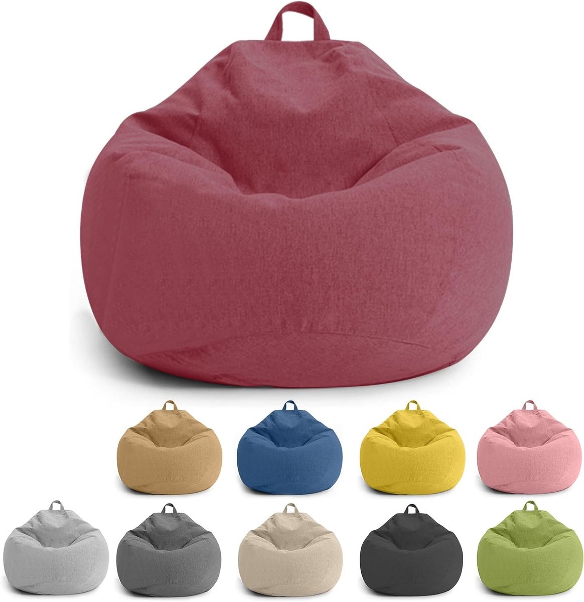 Zitzak voor Kinderen en Volwassenen, Alleen Hoes (zonder Vulling), Zitzak Stoel voor Slaapkamer, Kantoor en Woonkamer (Rood) - Comfortabel, Modern en Veelzijdig