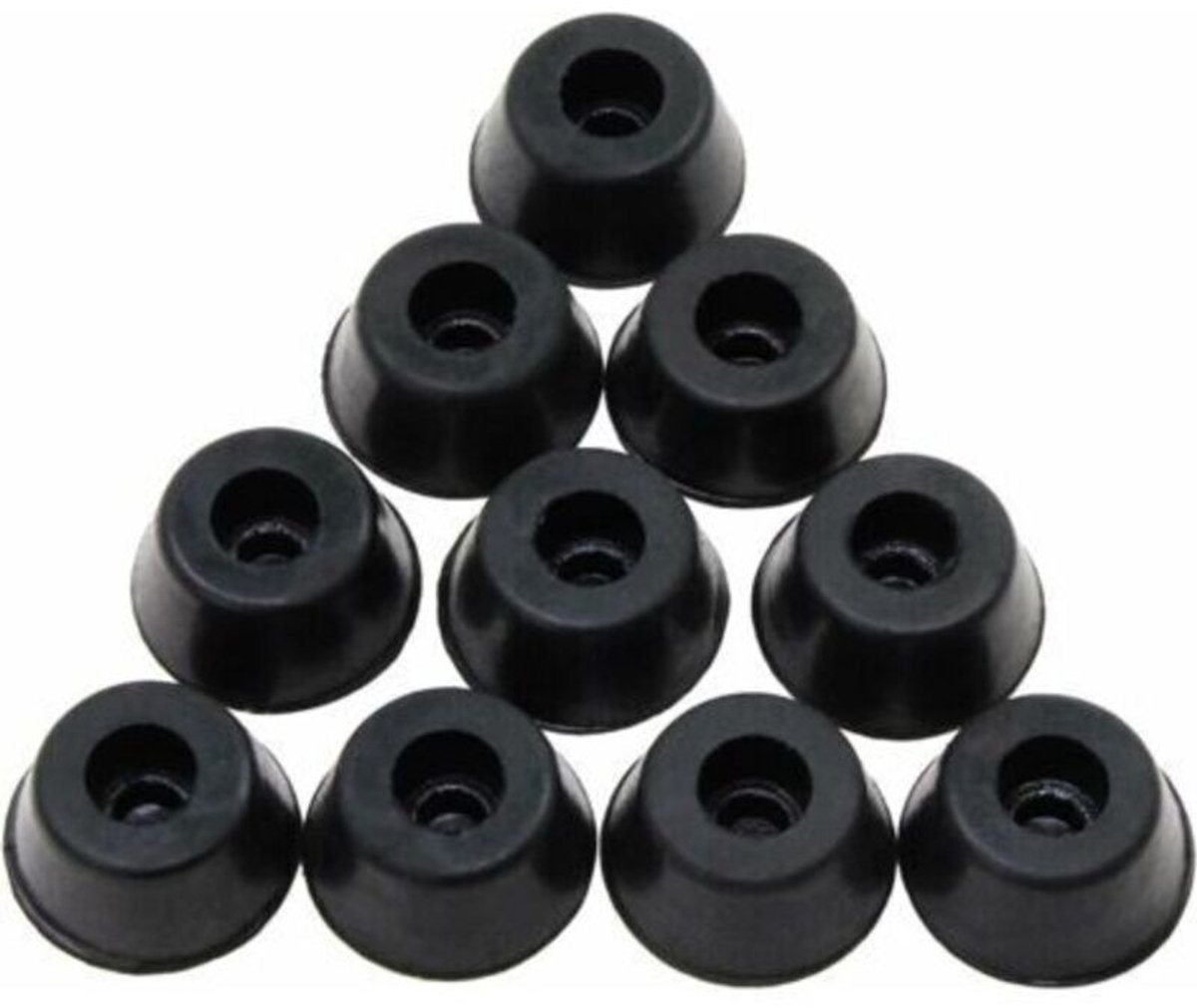 Ronde zwarte rubberen beschermhoesjes voor kasten, tafel- en stoelpoten, antislip ronde kussentjes, 17 x 22 x 10 mm, 50 stuks per verpakking (17 x 22 x 10 mm)