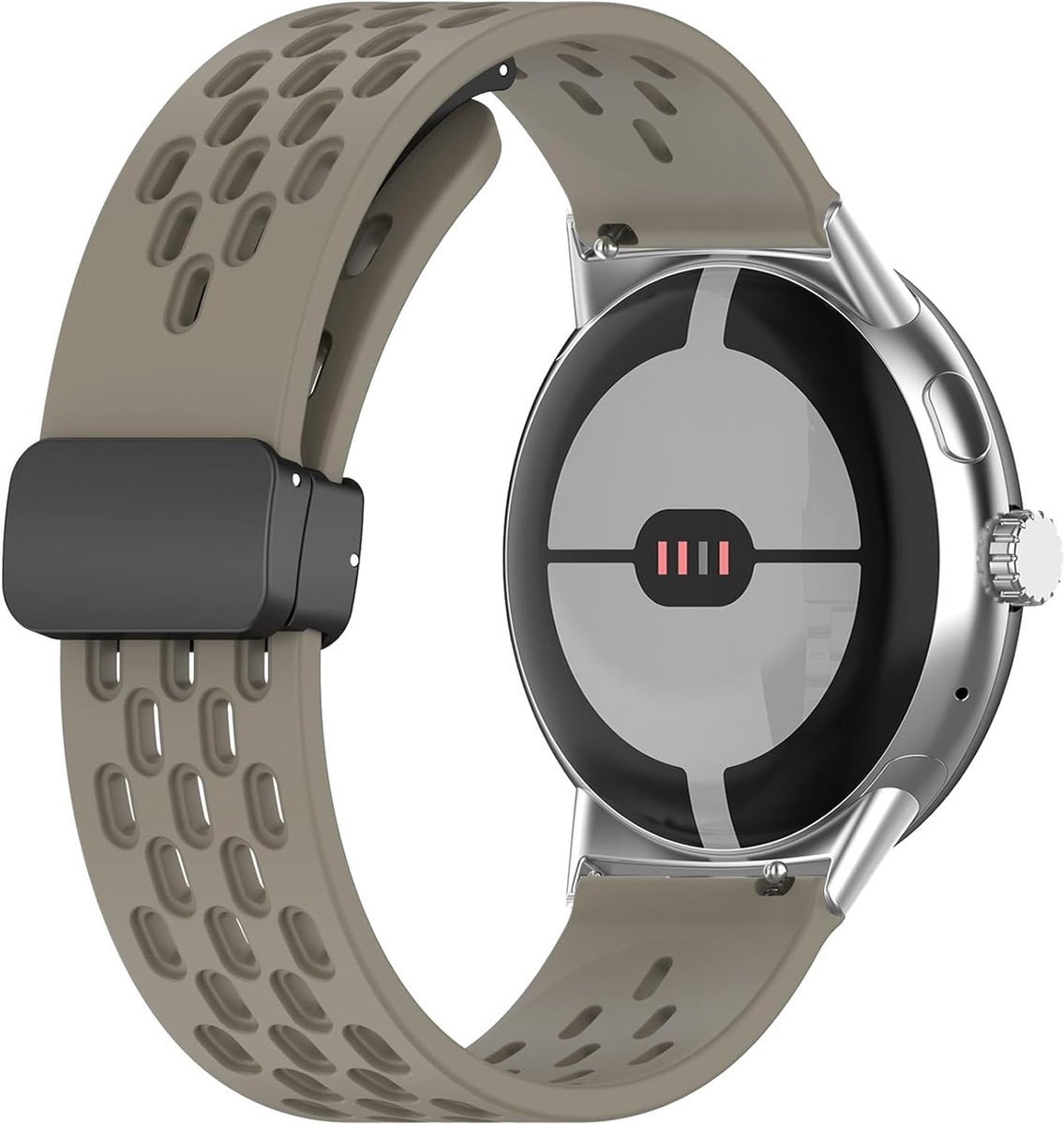 Siliconen Sportarmband voor Google Pixel Watch 4 en 3 - Magnetische Sluiting, Donkergrijs, Comfortabel en Duurzaam