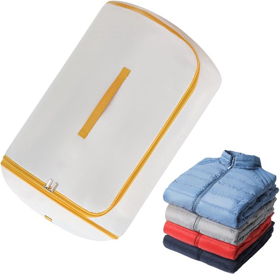 Dekbed Opbergtas - Opbergzak Kleding - Ruimte Besparen - Stofvrije Opslag - 25x25x2 cm - Geel — afbeelding 5
