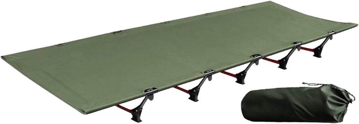 Opvouwbaar campingbed - Buiten slaapbed - Kamperen en reizen - Robuuste stretcher stijl - 192 cm lengte - Legergroen