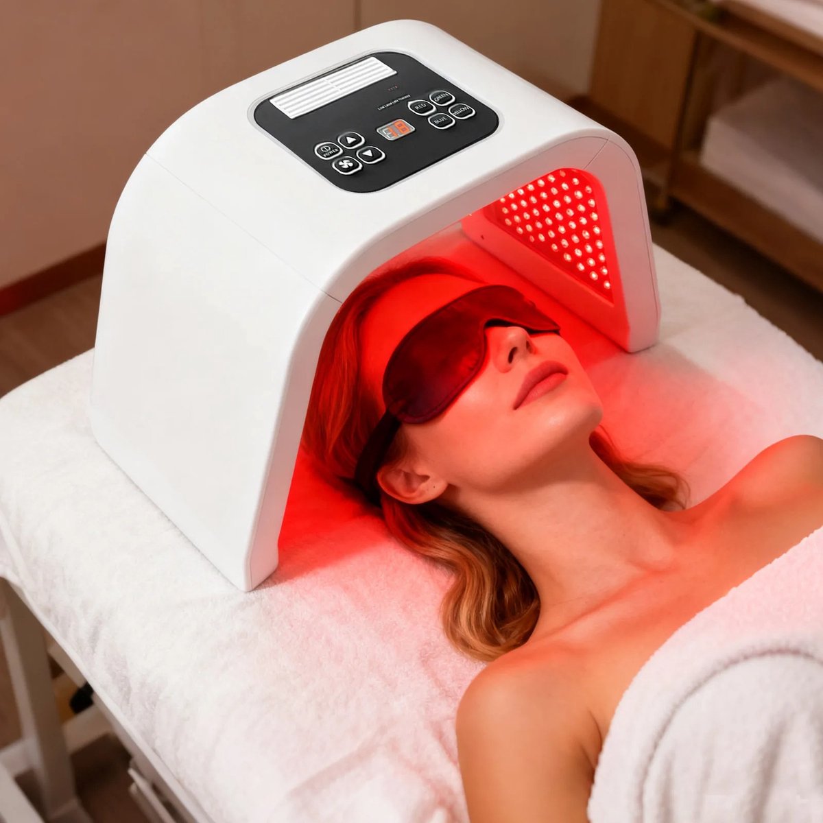 Velmio Lichttherapie Infrarood - Huidverzorging - LED Red Light Therapy - Wellness & Ontspanning - Pijnverlichting - 7 Kleuren - Wit