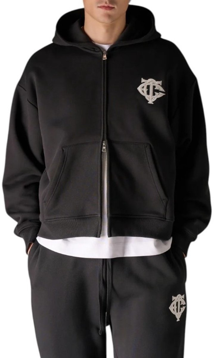 The Couture Club Heren Vest Zwart TCCM2962 Monogram Applique Emblem