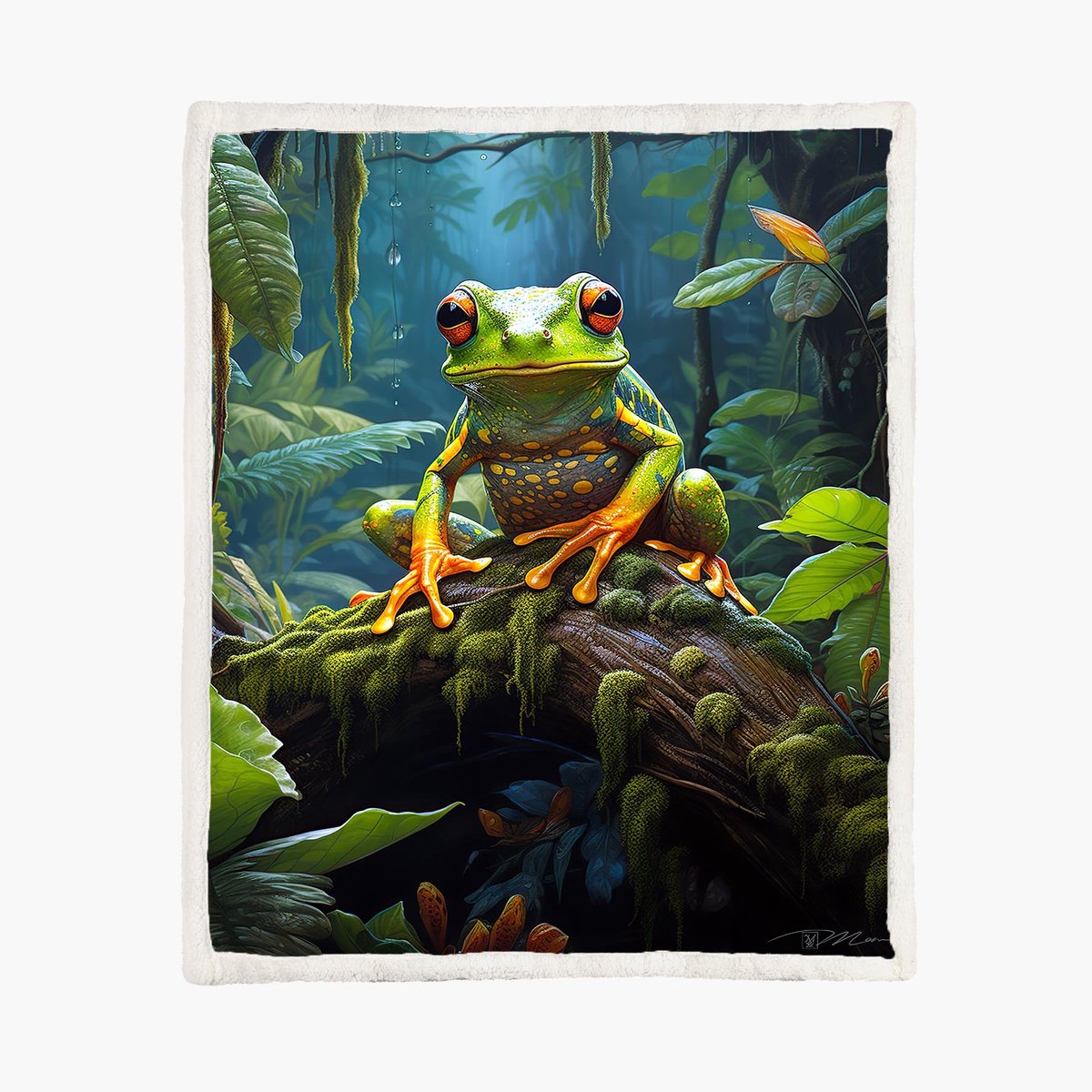 The Coloured House Coloured House Fleece Deken Frog in the Forest – 150x200 cm – Flanel & Sherpa Multicolor