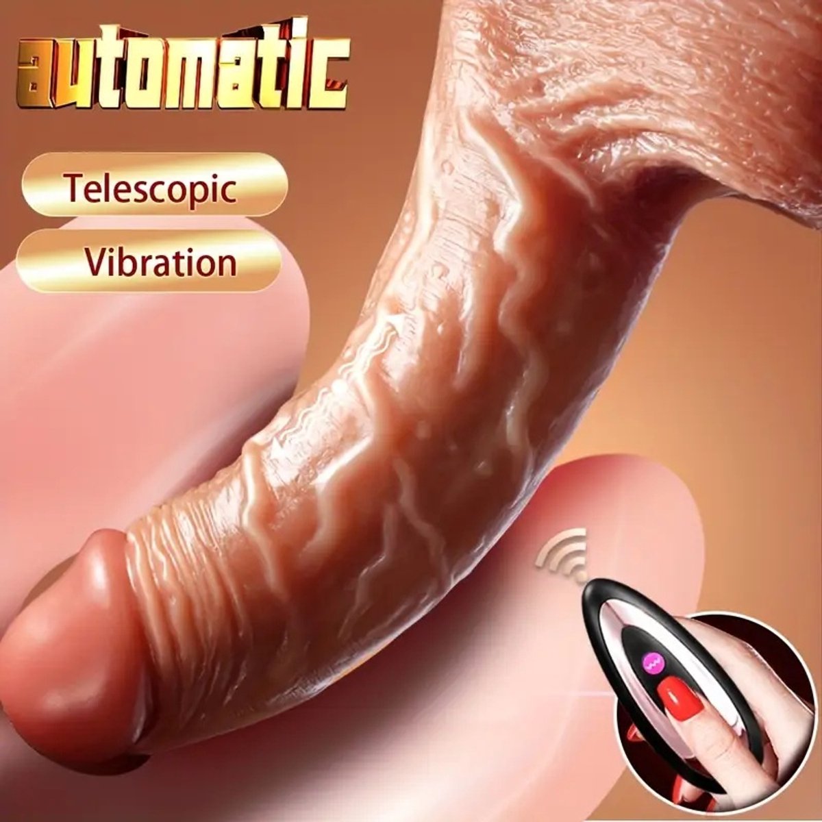 Realistische Stotende Dildo Vibrator - 22,35cm Oplaadbaar via USB met 7 Trilstanden, 7 Stootinstellingen, Afstandsbediening, G-Spot Stimulatie.