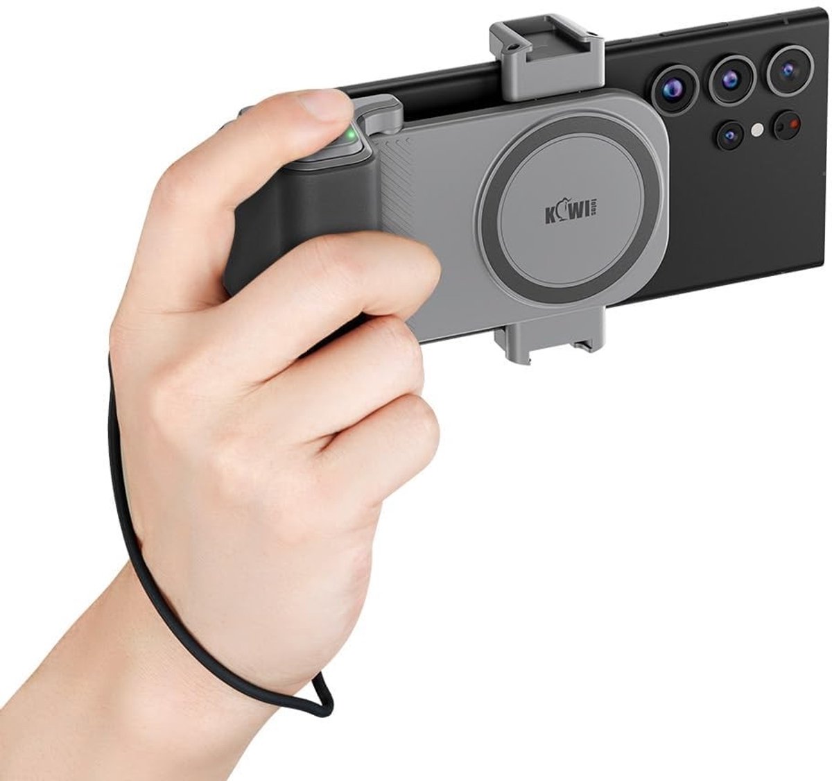 OmGoods - Dailygoody - Smartphone Camera Grip - Grote Grip - Verbeterde Stabiliteit - Geschikt voor iPhone en Android - Afneembare Bluetooth Afstandsbediening -..