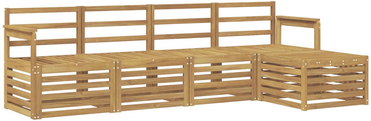 vidaXL Buiten - bank - set - 5 - st - 5-zits - Wit - Massief - Acacia - Hout