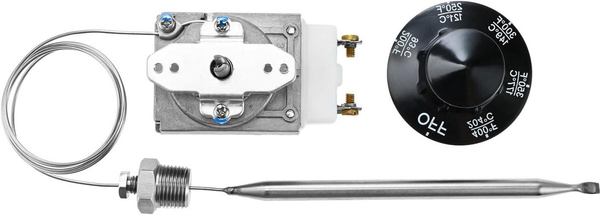 Thermostaat Frituurpan - Temperatuurregelaar Keuken - Precisie Koken - Millivolt Regeling - 3/8" Mpt - Zwart