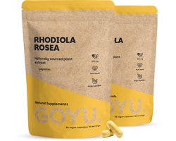 GOYU Rhodiola Rosea 1.000 mg Combideal 2x 60 Capsules - Rhodiola Rosea Extract Capsules - Rozewortel - 500 mg per capsule - 60 capsules - Vegan - Zonder toevoegingen - Lab getest - 30 tot 60 dagen voorraad per zakje