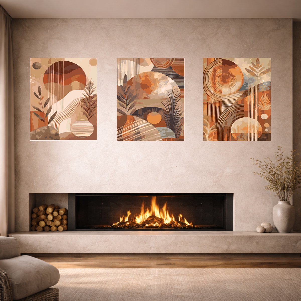 MET FRAME - Paint by numbers – schilderen op nummer – DIY decoratie – Abstract landschap – Earth Rhythm I — afbeelding 4