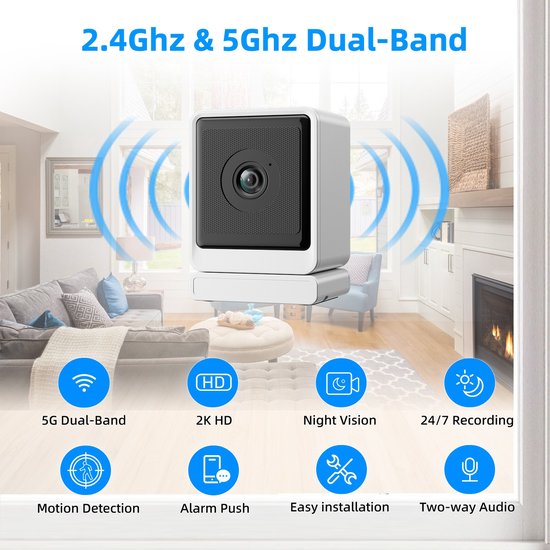 3MP AI Starlight Raamcamera - 2K FHD Slimme Bewaking met Magnetische Bevestiging — afbeelding 3