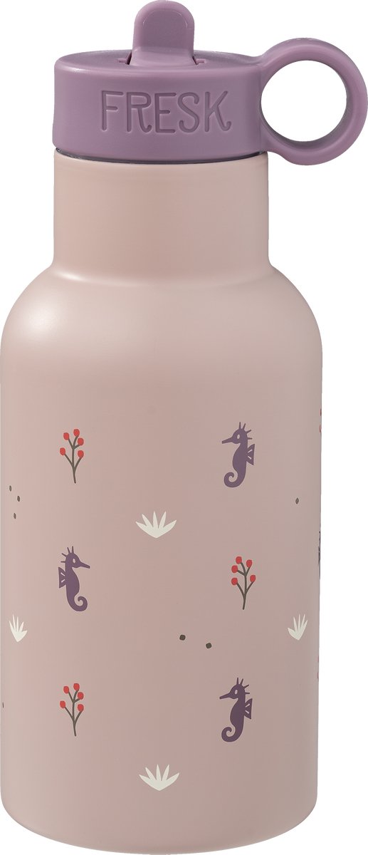 Fresk Thermosfles – 350 ml – RVS Waterfles – Lekvrije Drinkfles voor Kinderen – Koude en Warme Dranken – BPA-vrij – Onbreekbaar – 2 Doppen – Thermosbeker – Drinkbeker Meisjes – Roze - Seahorse