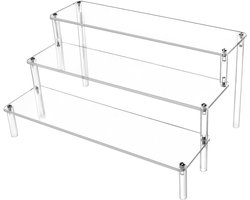 carmdering - 3-traps acryl riser displaystandaard, 30 cm display riser rek, transparante acryl organizer, tafelrek voor make-uptafel, cupcake, parfum, skincare, cosmetica, sieradenstandaard (1 stuk), Trap organizer