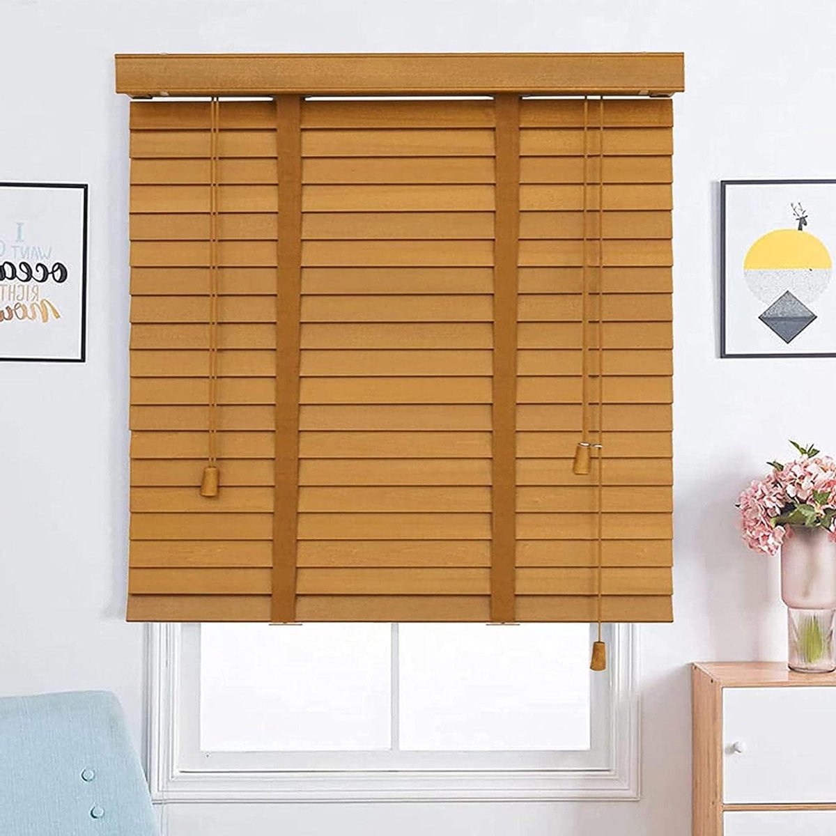 Houten Jaloezieën - Horizontale Blinds - Privacy en Zonwering - Massief Hout - 50x120cm -