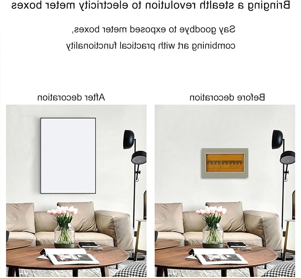 Paneelafdekking Elektrische Meterkast - Zekeringkast Decoratie - Interieur Verfraaien - Klapdeksel Ontwerp - 30 x 40 cm - Wit