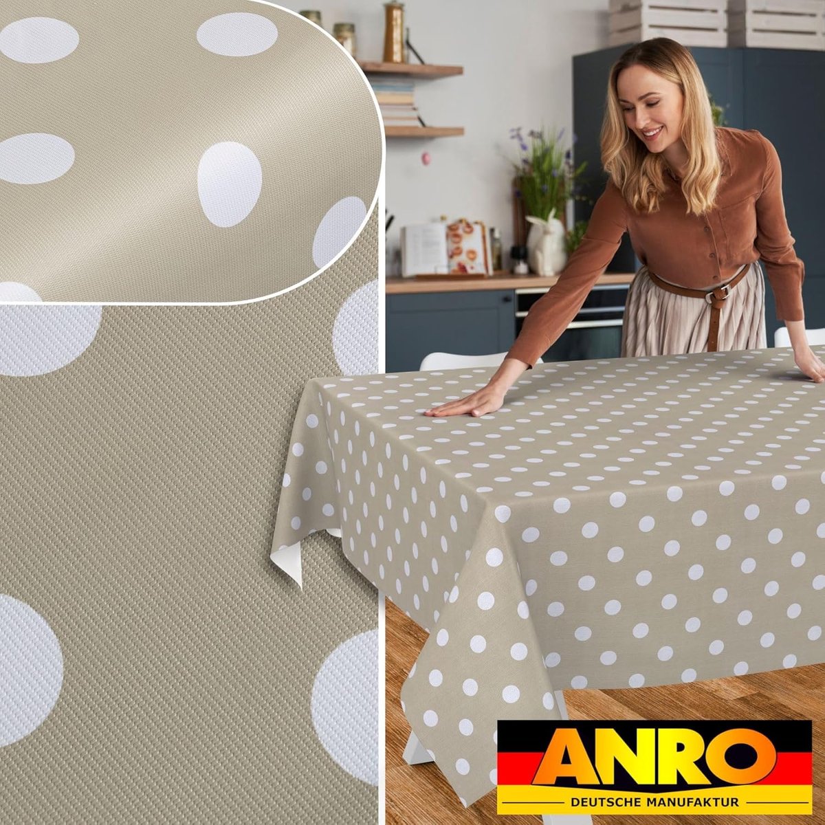 Tafelkleed - Waxdoek Afwasbaar kleed - Tafel Beschermen - Waterafstotend - 120 x 140 cm - Beige