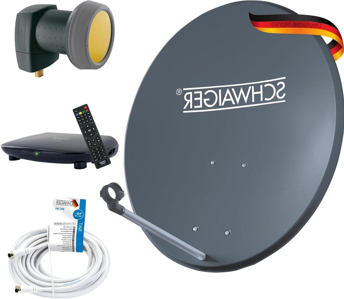 Satelliet Set - Antenne Pakket - TV Ontvangen - Full HD Ontvanger - 55 cm - Antraciet
