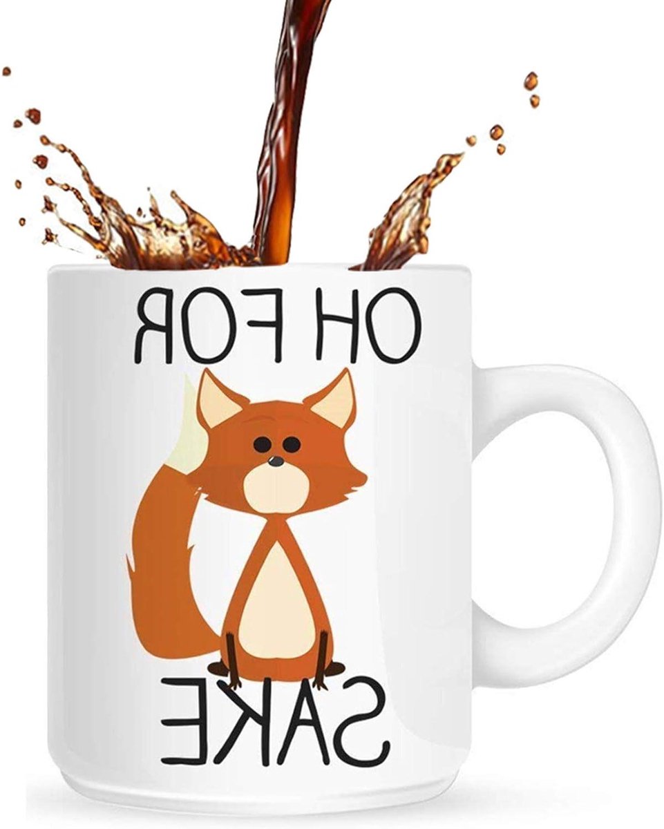Koffiemok Vos - Themok Nieuwigheid - Warme Dranken - Intiem Ontwerp - 11 Ounces - Wit