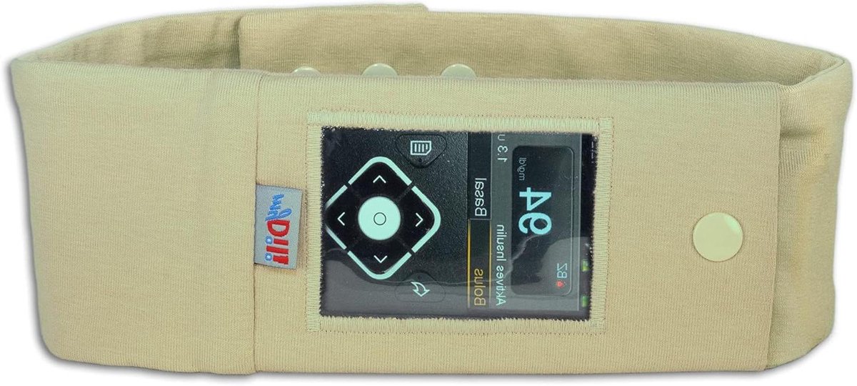 Buikriem Insulinepomp - Buikband Pompzak - Diabetes Hulpmiddel - Verstelbaar met Drukknopen - 55 cm - 60 cm - Beige
