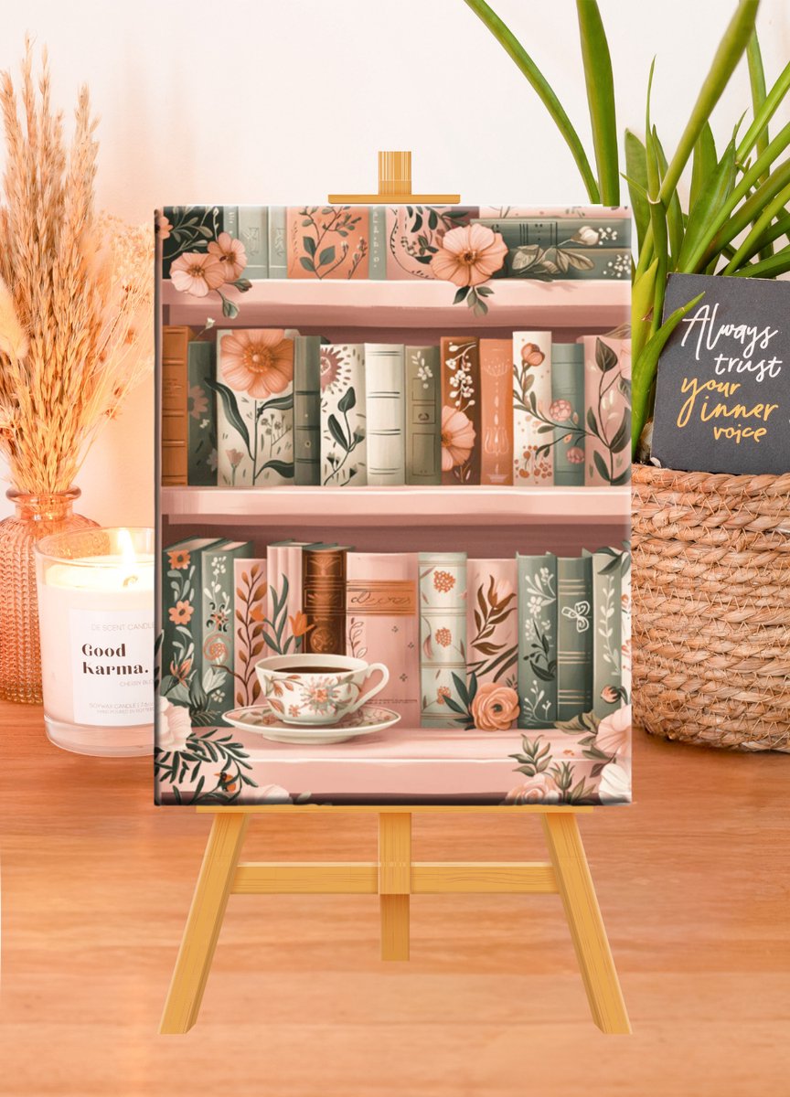 Paint by numbers – schilderen op nummer – DIY decoratie – Boekenplank – A Quiet Pink Corner — afbeelding 3
