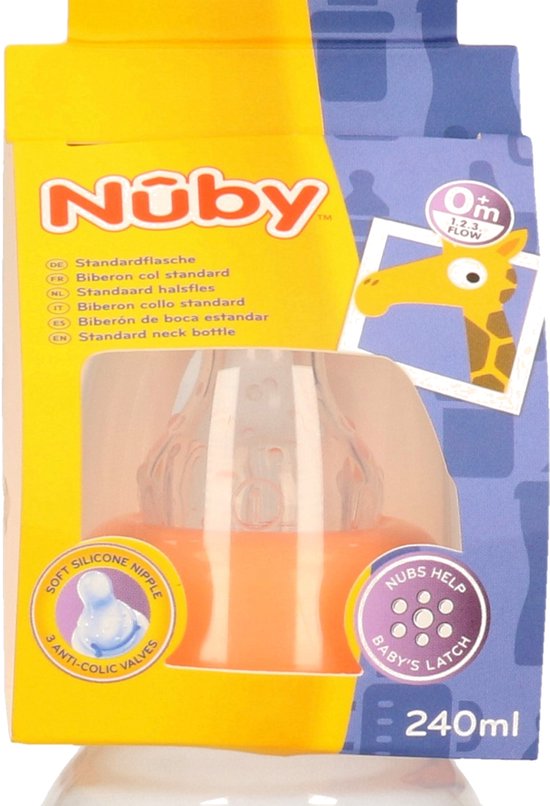 Nûby Baby Drinkfles - licht oranje - 240 ml - babies antikoliekspeen van Merkloos — afbeelding 2