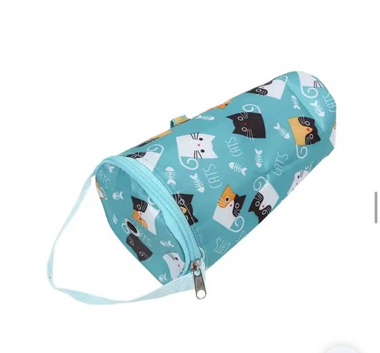 Geïsoleerde Flessentas voor Babyfles en Drinkfles – Thermische Fleshouder met Handvat – Waterdichte Bottle Bag – Voor Warm & Koud Drank – Katten Design Blauw — afbeelding 4