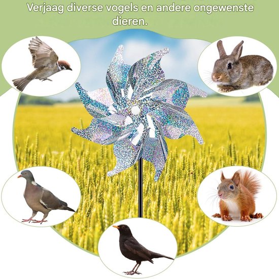 longziming -Windgedreven Vogelverjager - Windaangedreven Vogelschrikker - Zonder Stroom Of Batterijen - Dynamisch Draaiend Met Lichtreflectie - Milieuvriendelijk En Diervriendelijk - Beschermt Tuin En Balkon - 6 Stuks van longziming — afbeelding 5