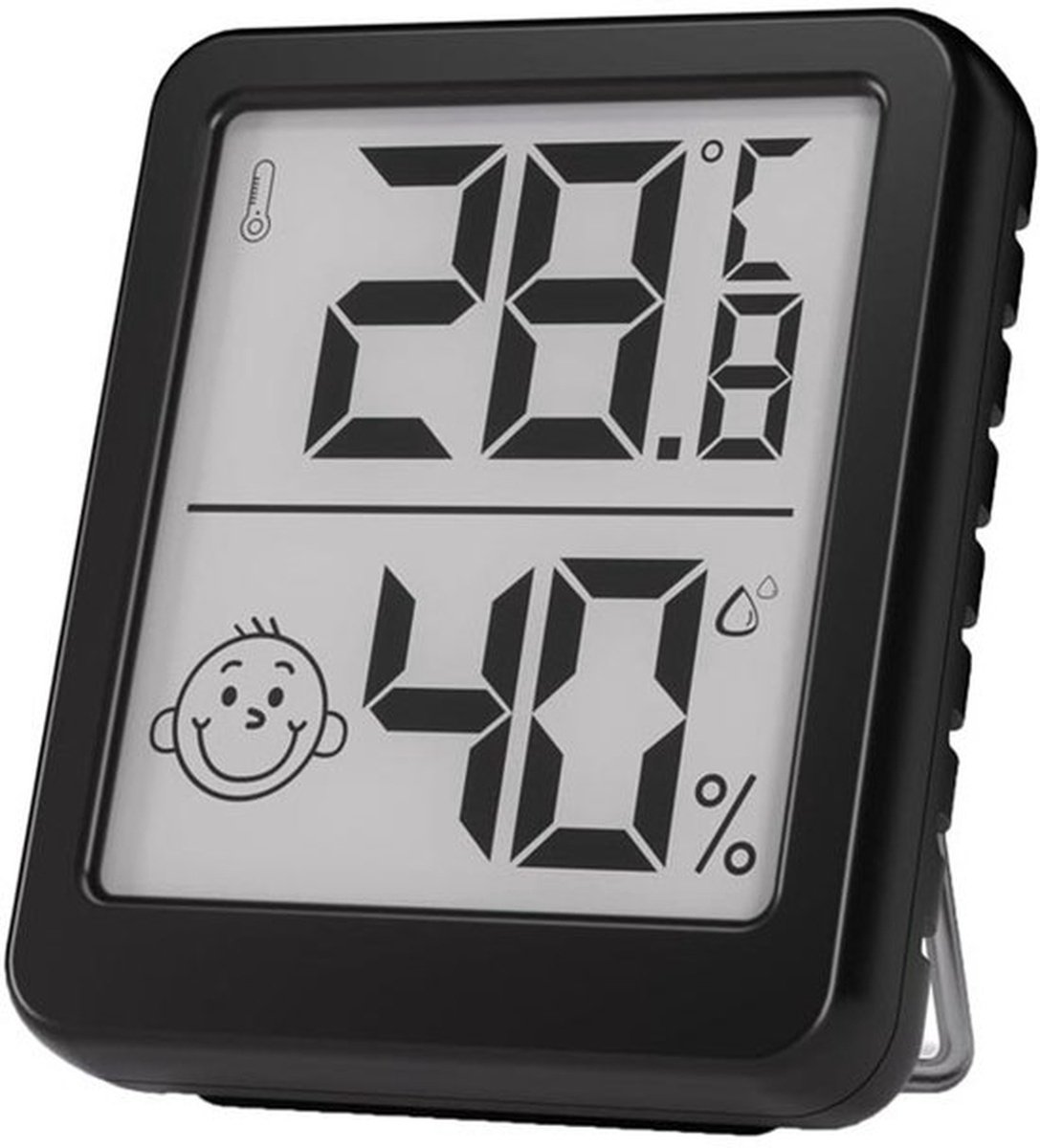 Thermometer - Zeer Nauwkeurige Digitale Thermometer - Onmisbare Temperatuur- En Vochtigheidsmeter Voor Thuis - Groot Scherm Voor Vochtigheidsweergave - Perfect Voor Thuis, De Kinderkamer En De Kas - Zwart