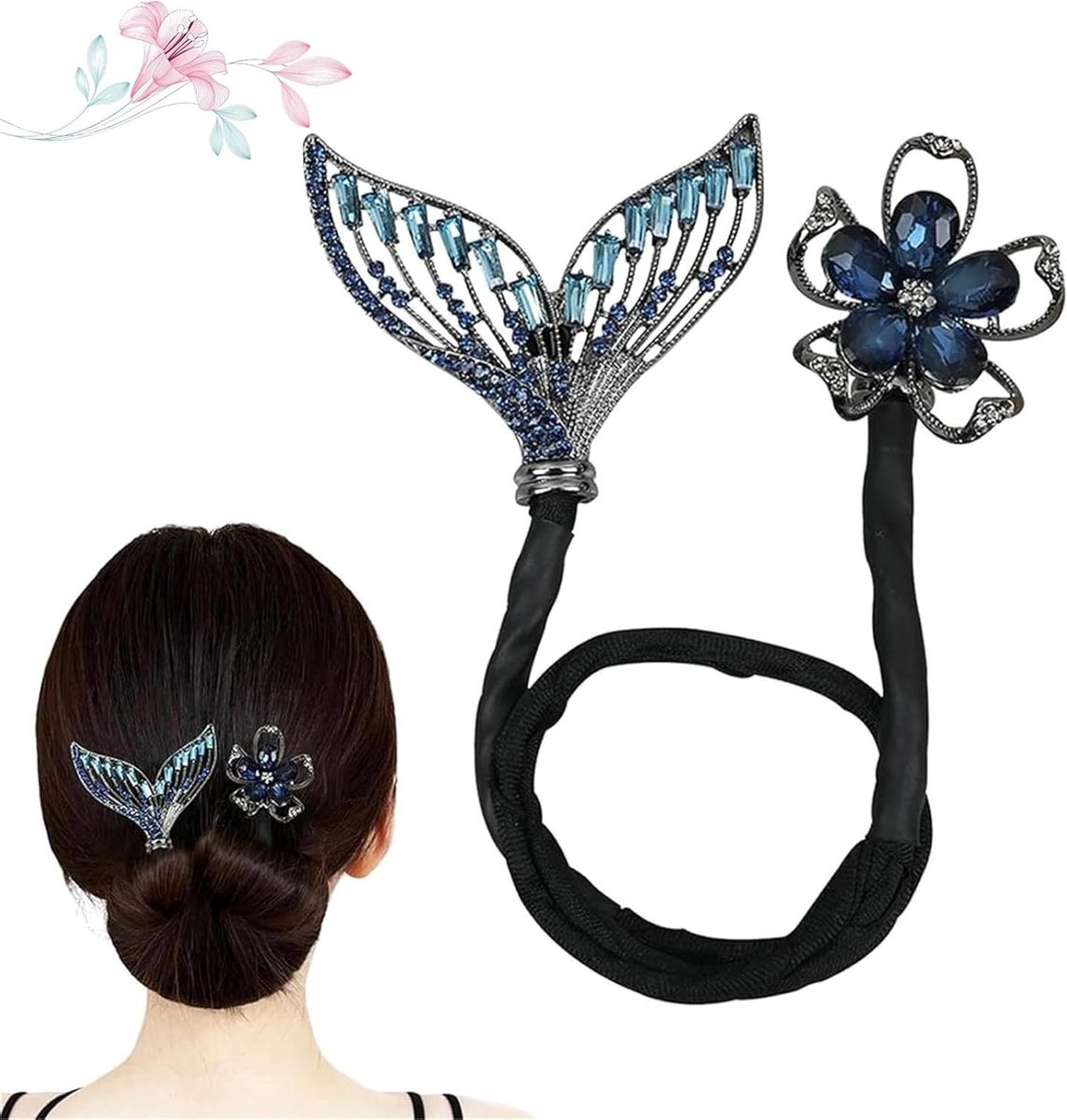 Haarclip Bloem - Knot Maker - Snel Kapsel Maken - Strass Versiering - 35 g - Zilver