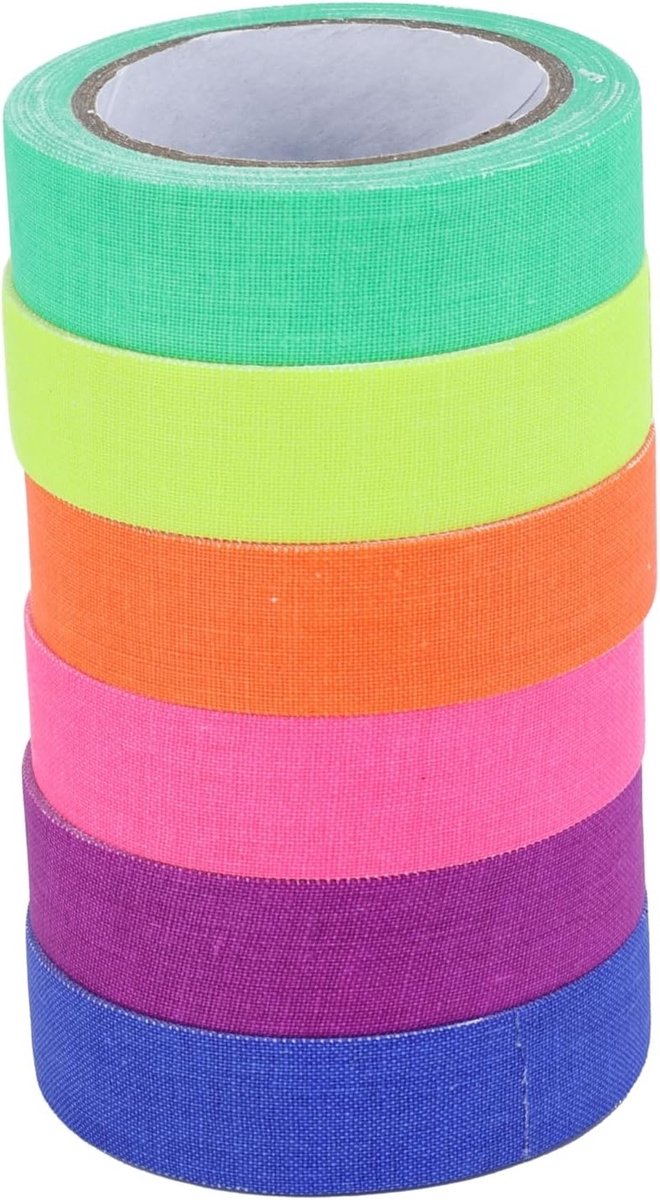 6 Stuks Fluorescerende Tape in 6 Kleuren - Neon Gaffer Tape voor Feestdecoratie en Glow Party Accessoires