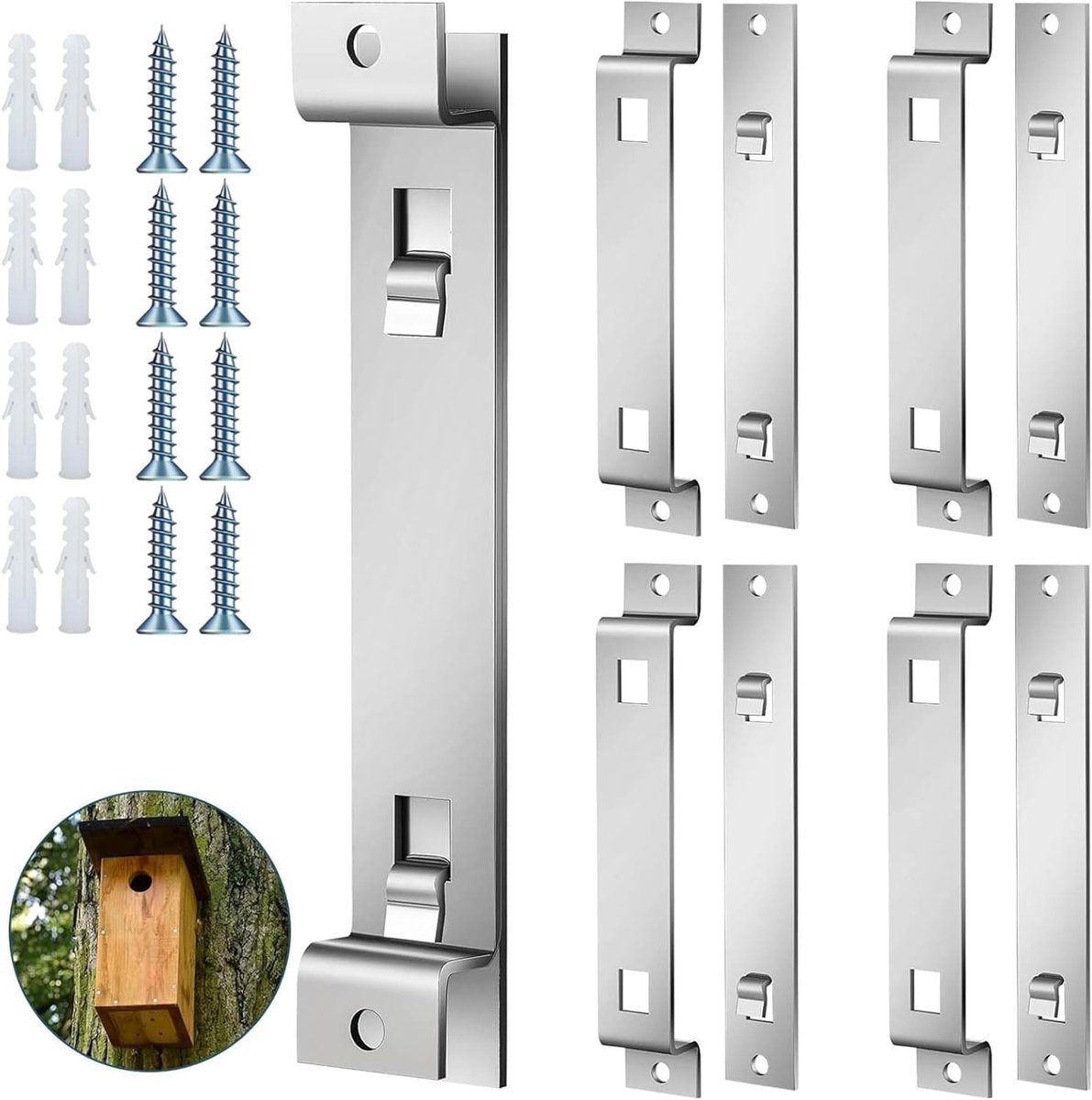 Stevige en roestbestendige vogelhuis montageaccessoires met schroeven - 4 sets bevestigingsbeugels voor vogelhuisjes en nestkasten