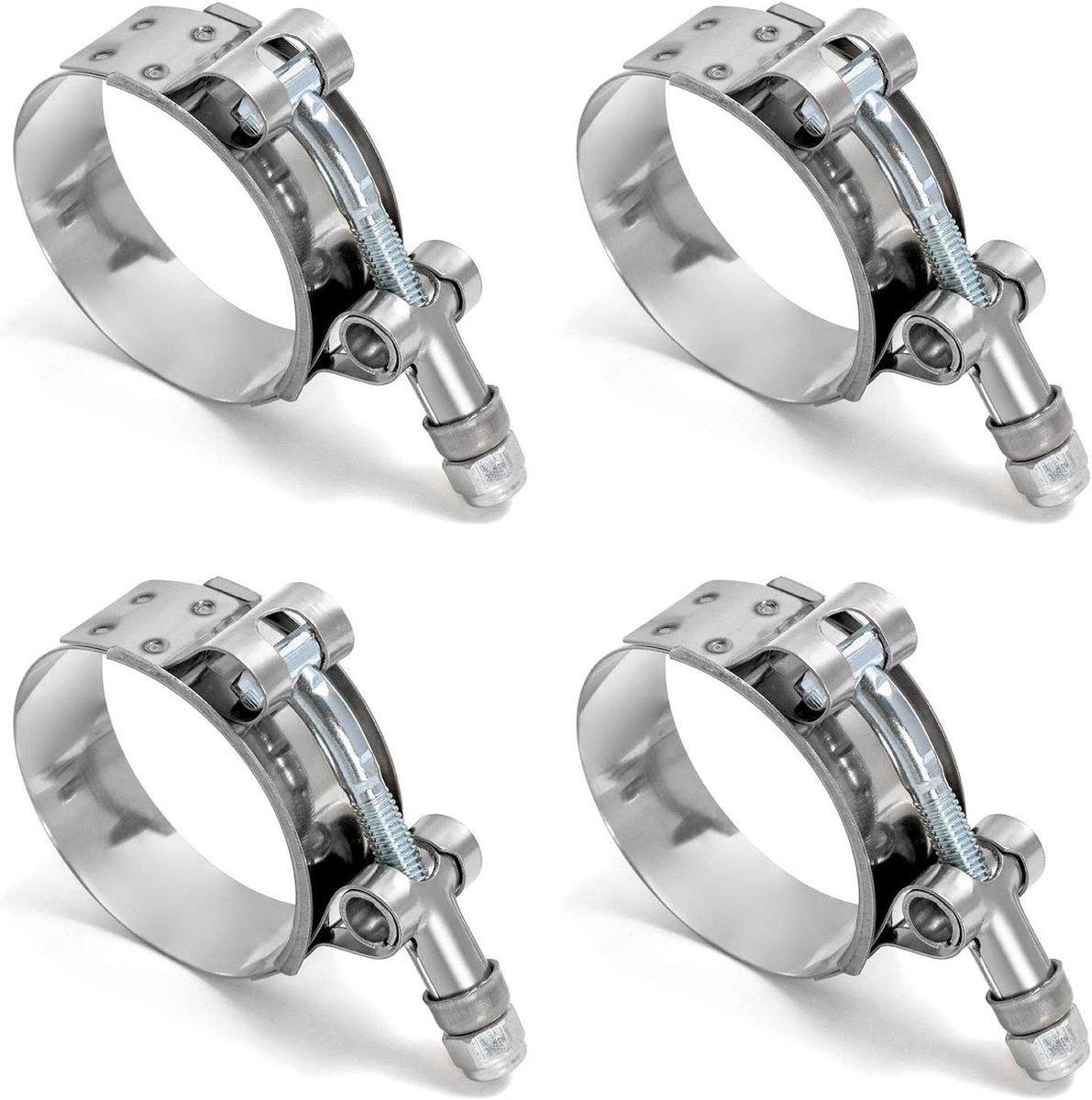 Verstelbare T-bolt slangklemmen van roestvrij staal, 46mm-52mm, set van 4 voor stevige bevestiging