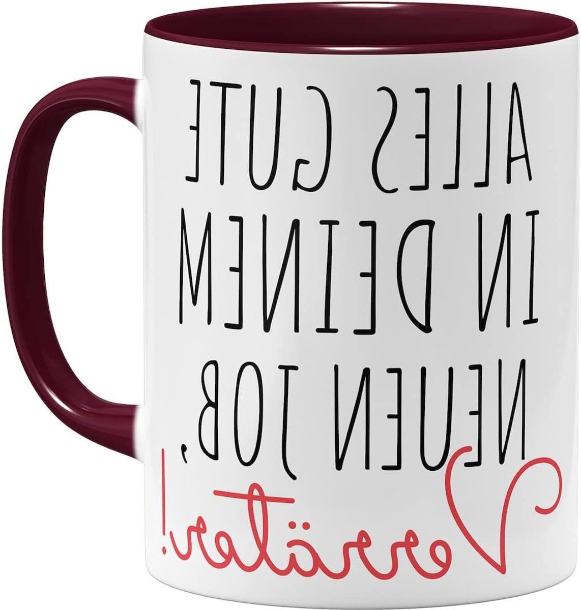 Grappige mok - Thee mok - Kantoor werk - Dubbelzijdig bedrukt - 325 ml - Bordeaux
