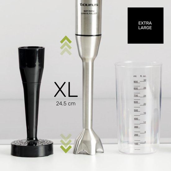 Staafmixer Luxe XL - Keukenmixer - Maaltijden Bereiden - Krachtige 1500W Motor - 900 ml - Zwart — afbeelding 4