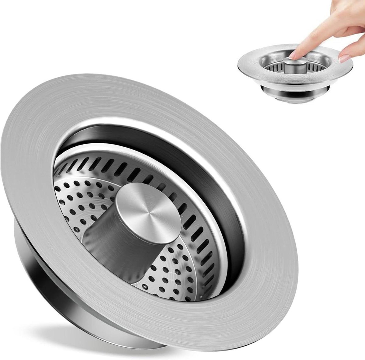 Spoelbakstop - Gootsteenfilter - Keuken Schoonhouden - Geur- en Insectenbescherming - 110mm Randdiameter - Roestvrij Staal