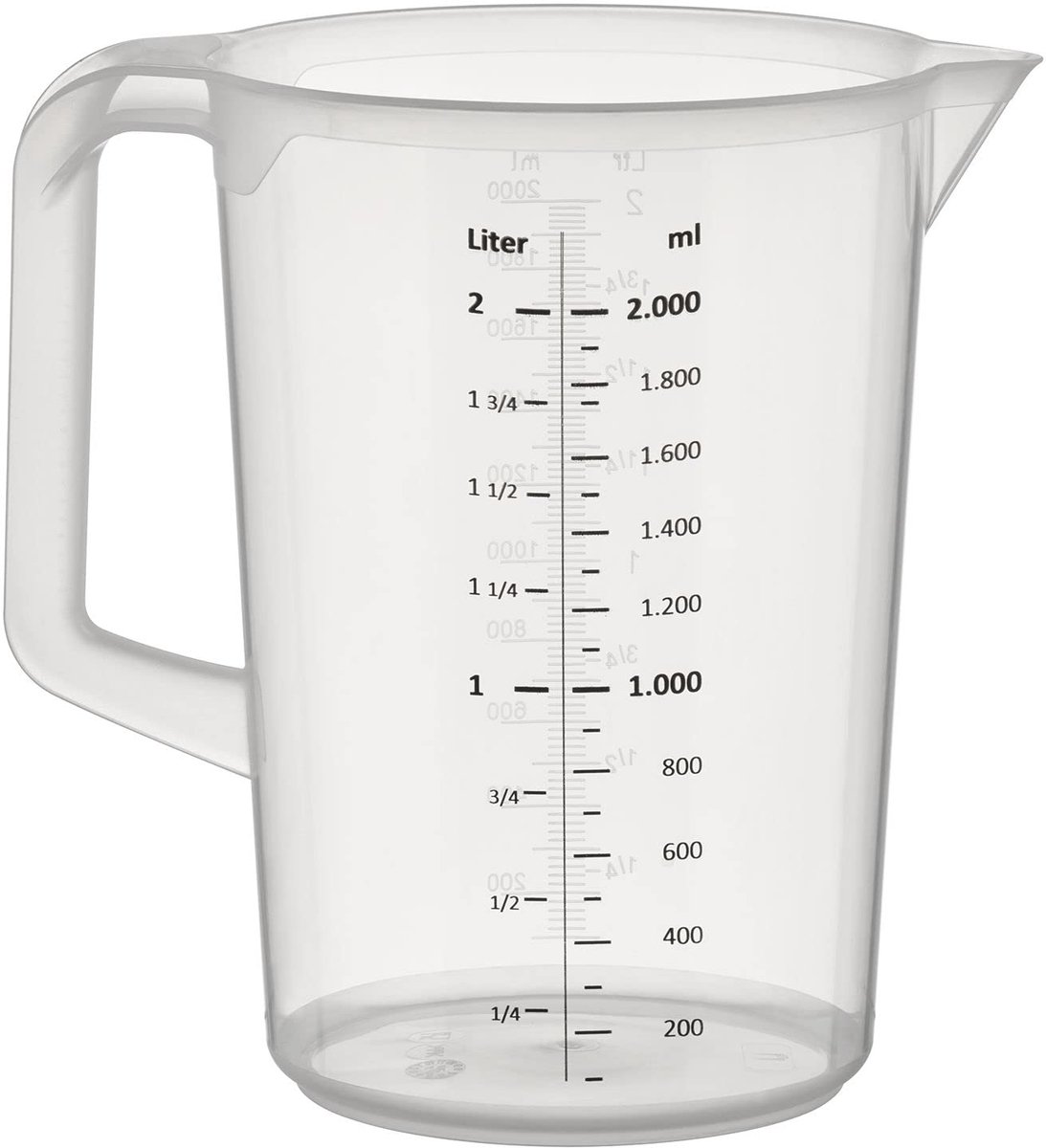 Kunststof maatbeker, ø15,5cm, inhoud 2 liter