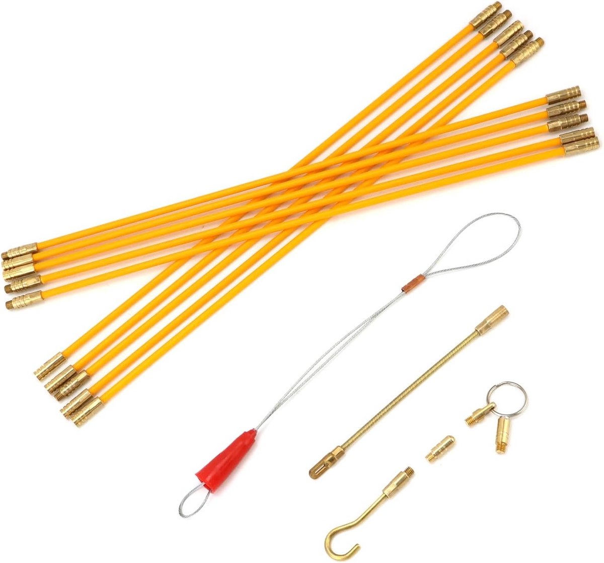 Set van 10 Glasvezel Kabelstangen met Haak - 33CM Kabeltrekset voor Efficiënt Kabeltrekken en Installatie