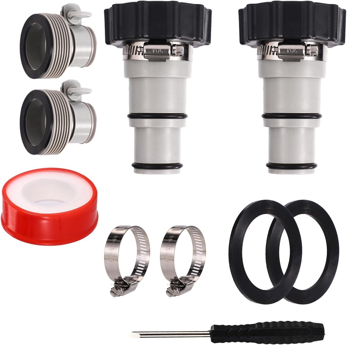 4-delige Pole Hose Adapter Kit met Klemring, Type A & B Conversieconnector (1.5" naar 1.25") voor Intex Pomp Slangen - Boven Grond Zwembad Accessoires, Slangverbindingen en Adapteroplossingen