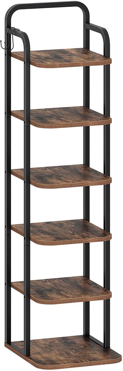 Naiz® - Schoenenrek - Schoenenkast - 6 laags - 29.5 x 26.4 x 101 cm - Rustiek bruin met zwart